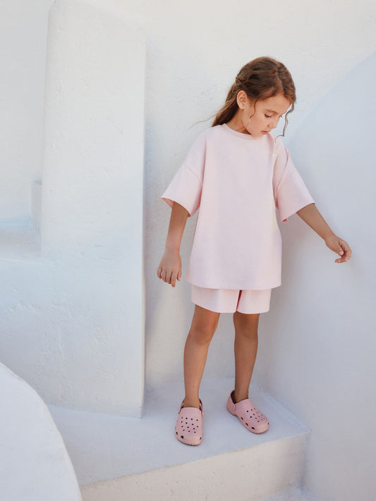 Dsiney Kidz - Pink/Yellow Palm Heavyweight T-Shirt and Shorts Set (3-16yrs) image 2