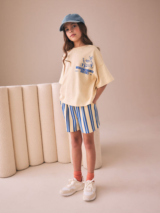 Dsiney Kidz - Yellow/Blue Breakfast Club T-Shirt and Textured Shorts Set (3-16yrs) image 2
