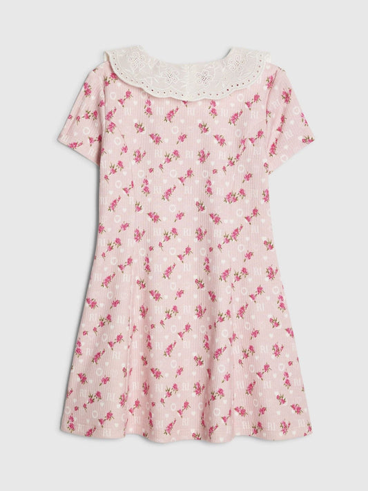 River Island Pink Floral Collar Flare Dress image 2
