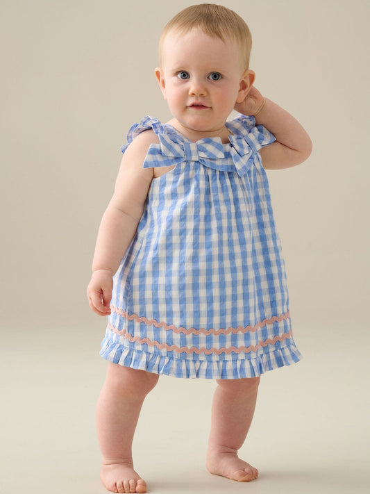 Dsiney Kidz - Angel & Rocket Blue Alora Gingham Ric Rac Bloomer Dress image 2