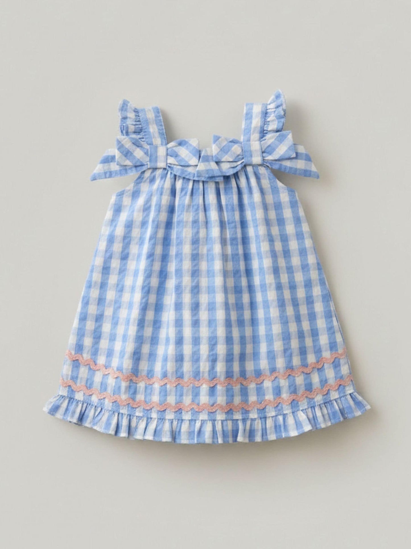 Angel & Rocket Blue Alora Gingham Ric Rac Bloomer Dress image 5