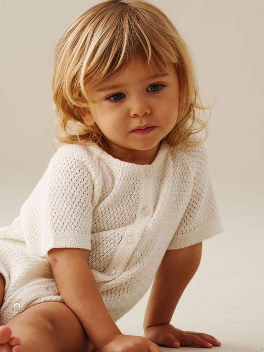 Angel & Rocket White Lou Knitted Rompersuits image 2