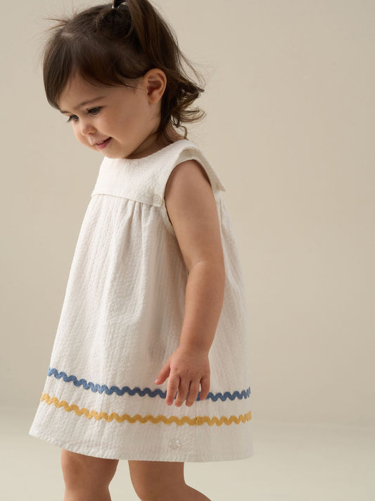 Dsiney Kidz - Angel & Rocket White Lila Stripe Ric Rac Bloomer Dress image 2
