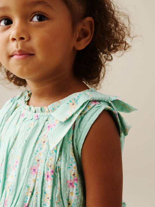 Dsiney Kidz - Angel & Rocket Green Gianna Floral Stripe Bow Shoulder Dress image 2