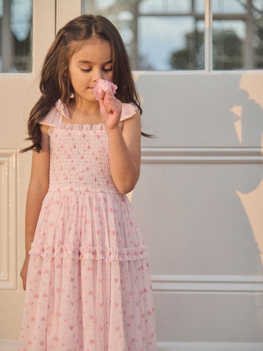Dsiney Kidz - Angel & Rocket Pink Vivi Heart Flock Tie Shoulder Mesh Dress image 2