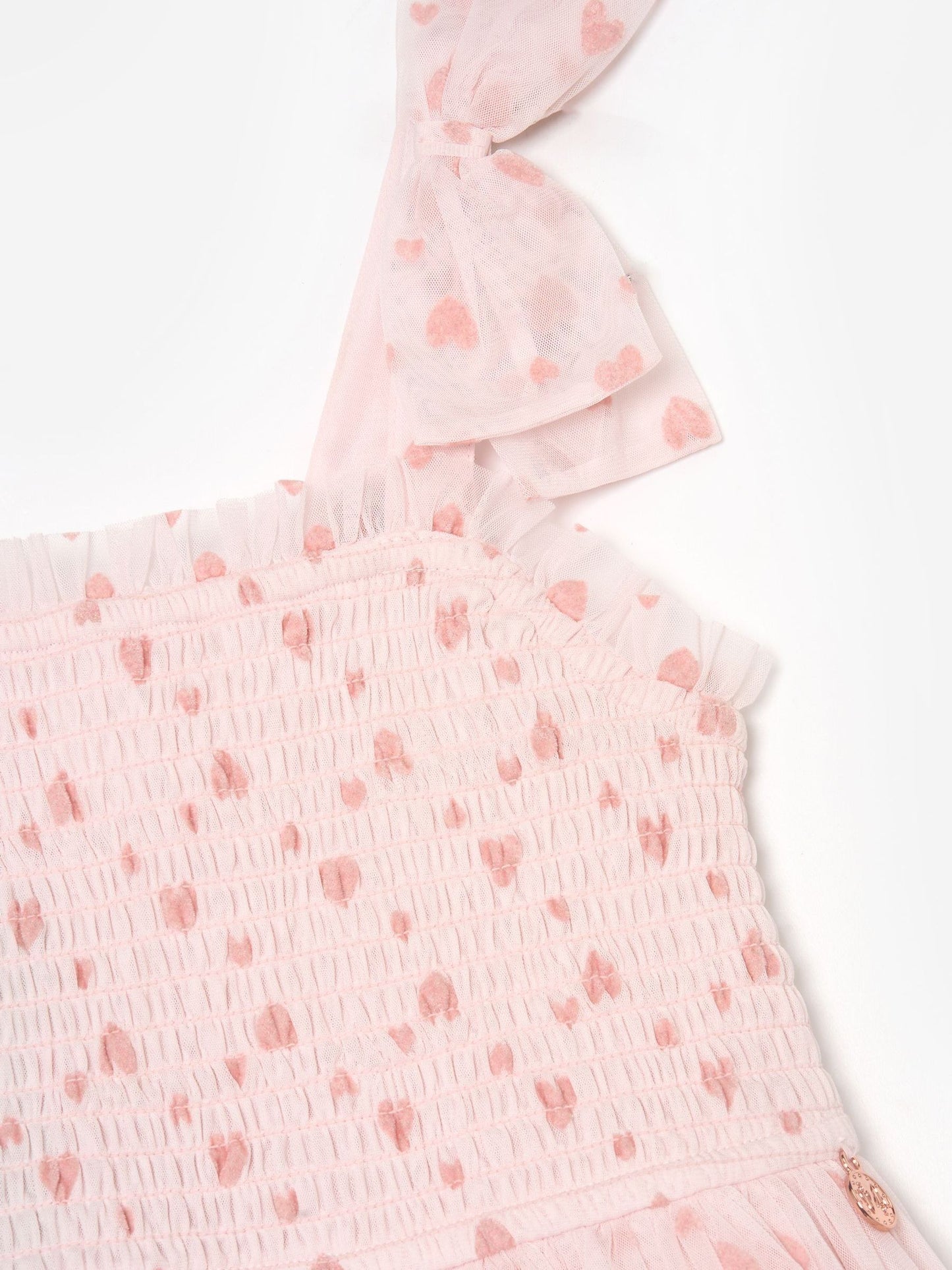 Angel & Rocket Pink Vivi Heart Flock Tie Shoulder Mesh Dress image 5