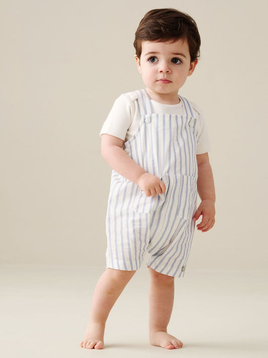 Angel & Rocket Blue Ron Stripe Dungaree And Bodysuit Set image 2
