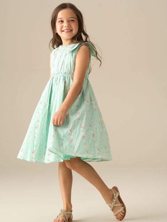 Dsiney Kidz - Angel & Rocket Green Gianna Floral Stripe Dress image 2
