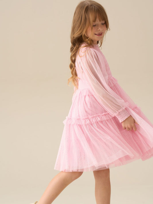 Dsiney Kidz - Angel & Rocket Pink Willow Ivory Balloon Sleeve Boho Dress image 2