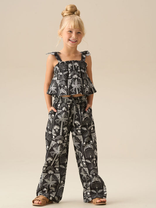 Dsiney Kidz - Angel & Rocket Black Amie Monochrome Palm Print Top & Jogger Set image 2