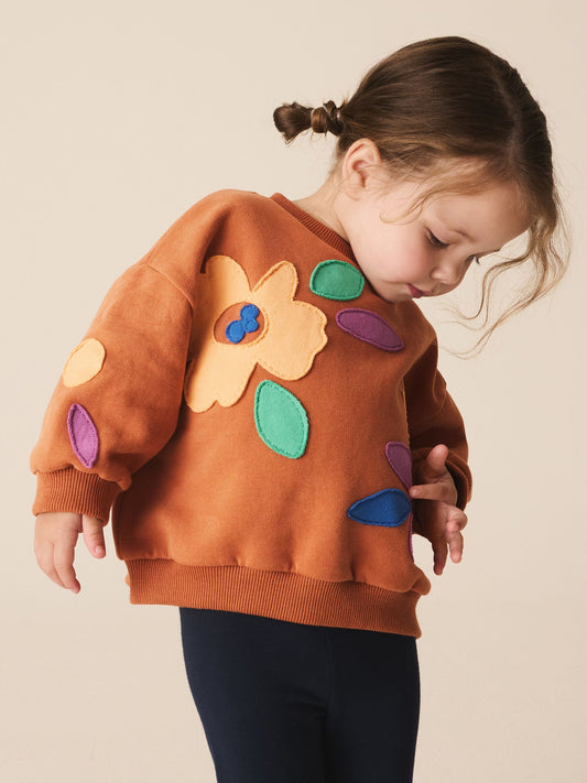 Dsiney Kidz - Rust Brown Flowers Crew Neck Sweatshirt (3mths-7yrs) image 2