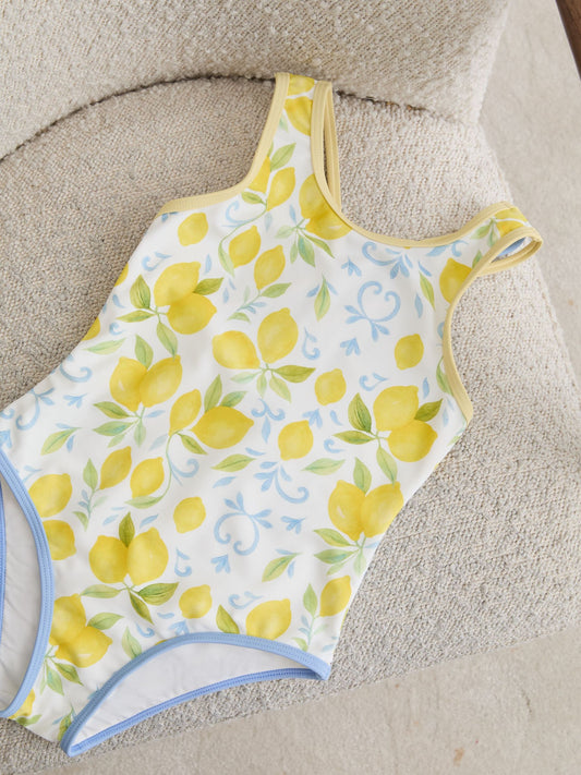 Reiss Yellow Yasmin 3-9 yrs Printed Cross-Strap Swimsuit image 2