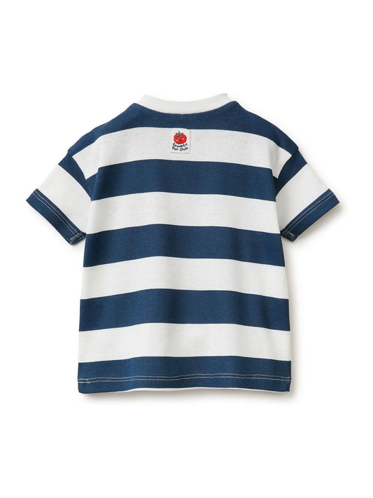Benetton Cream Stripe Embroidered T-Shirt image 2