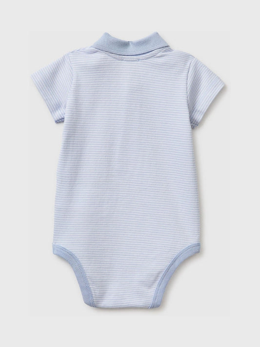 Benetton Blue Striped Polo Neck Bodysuit image 2