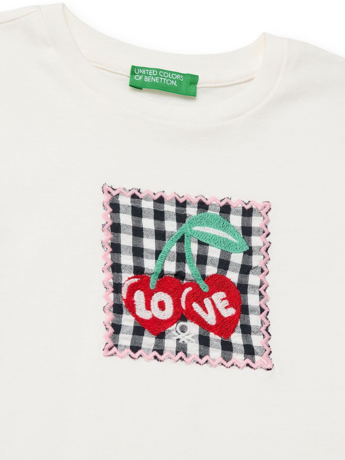 Dsiney Kidz - Benetton White Gingham Patch T-Shirt image 3