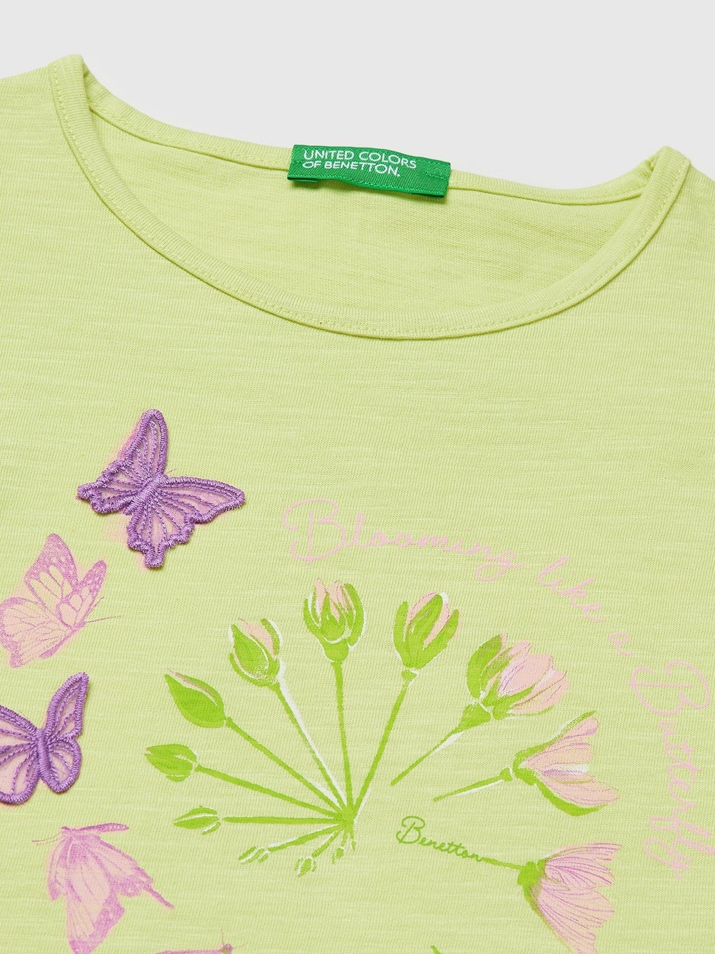 Benetton Yellow Butterfly Printed T-Shirt image 3