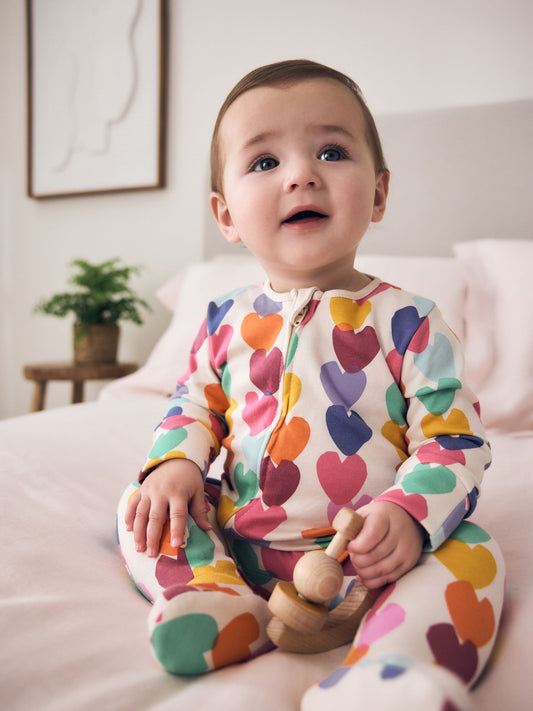 Bright Rainbow Two Way Zip Sleepsuits 3 Pack (0mths-2yrs) image 2