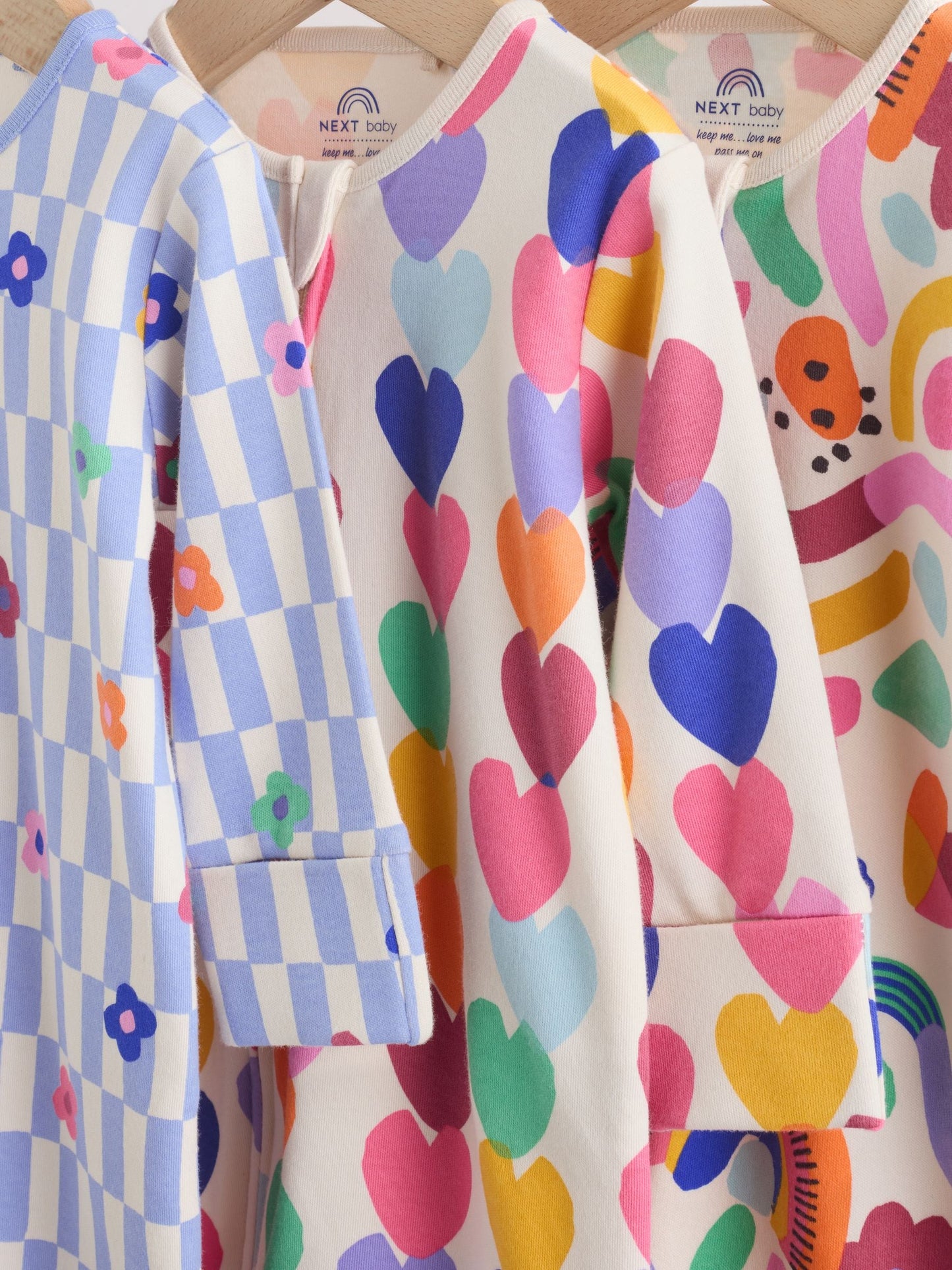 Bright Rainbow Two Way Zip Sleepsuits 3 Pack (0mths-2yrs) image 8