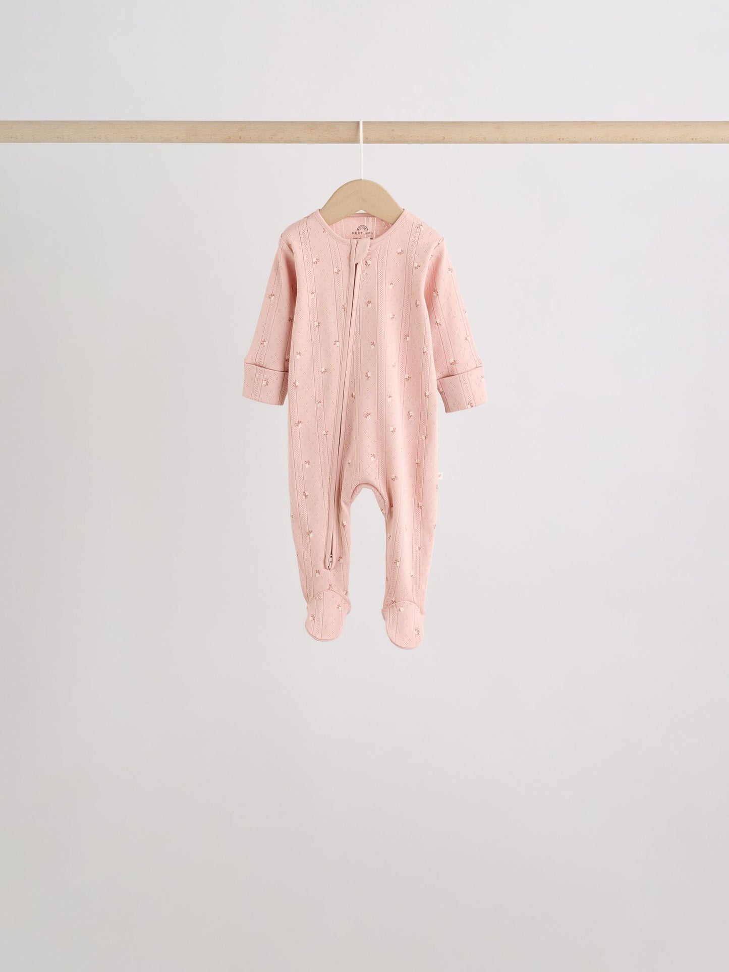 Brown Ditsy Floral 5 Pack Two Way Zip Baby Sleepsuit (0-2yrs) image 9
