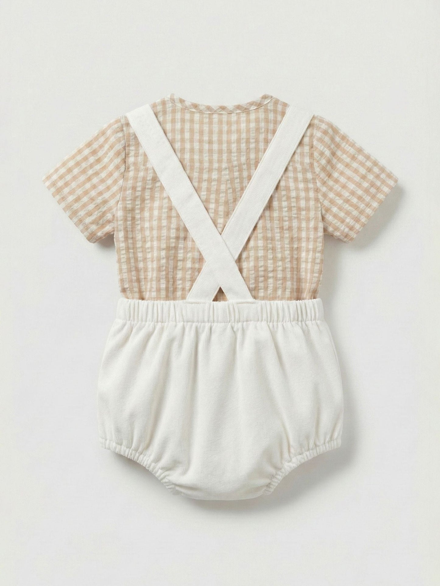 Angel & Rocket Natural Syril Gingham Smart Shirt & Textured Romper image 5