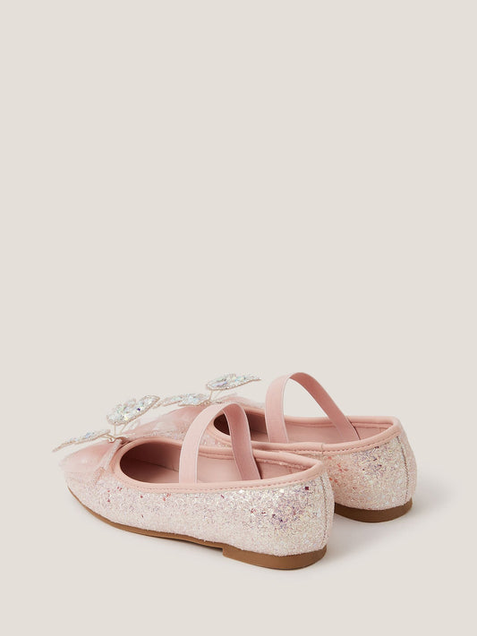 Dsiney Kidz - Monsoon Pink Sparkle Butterfly Ballet Flats Shoes image 2