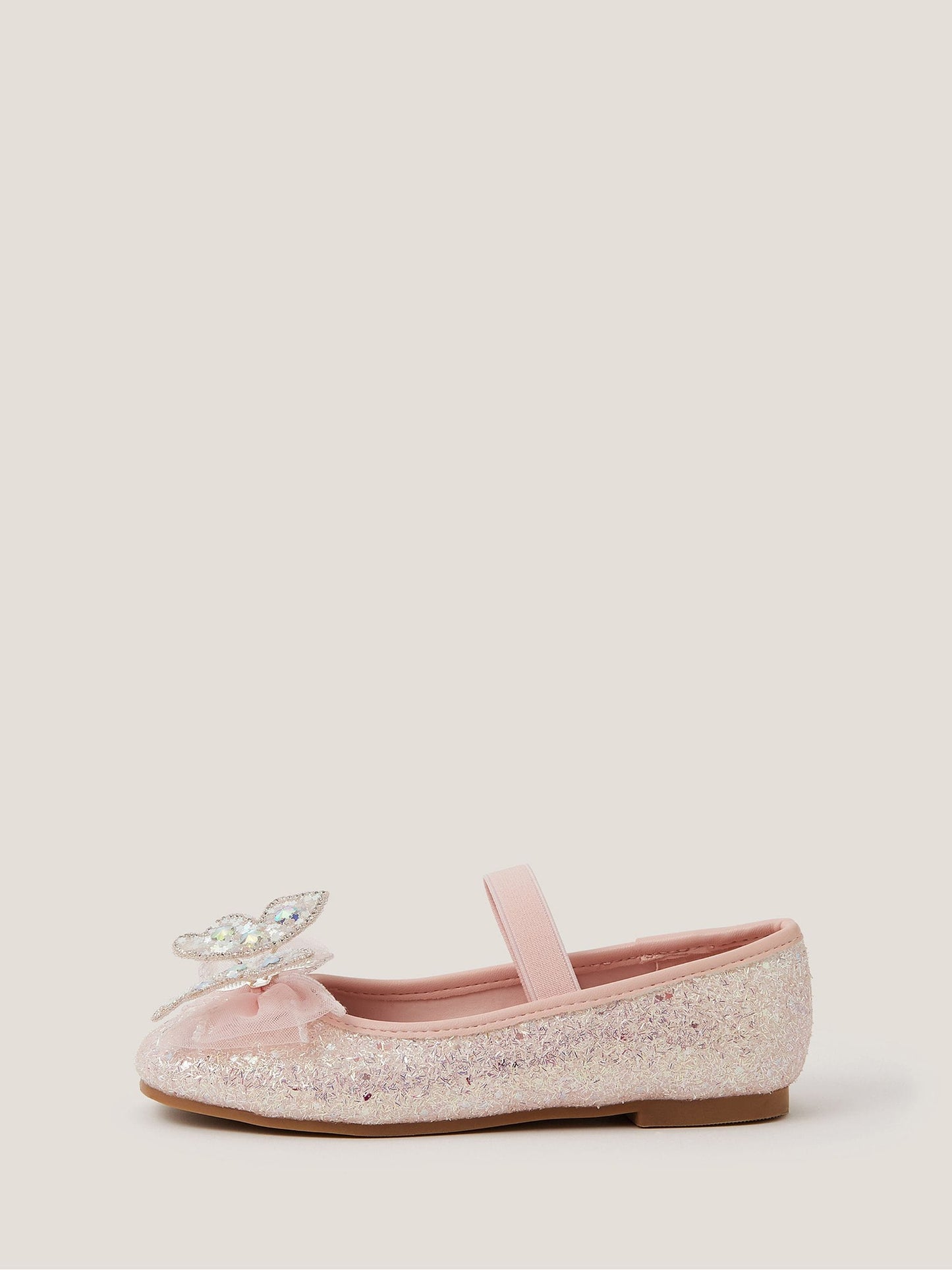 Monsoon Pink Sparkle Butterfly Ballet Flats Shoes image 3