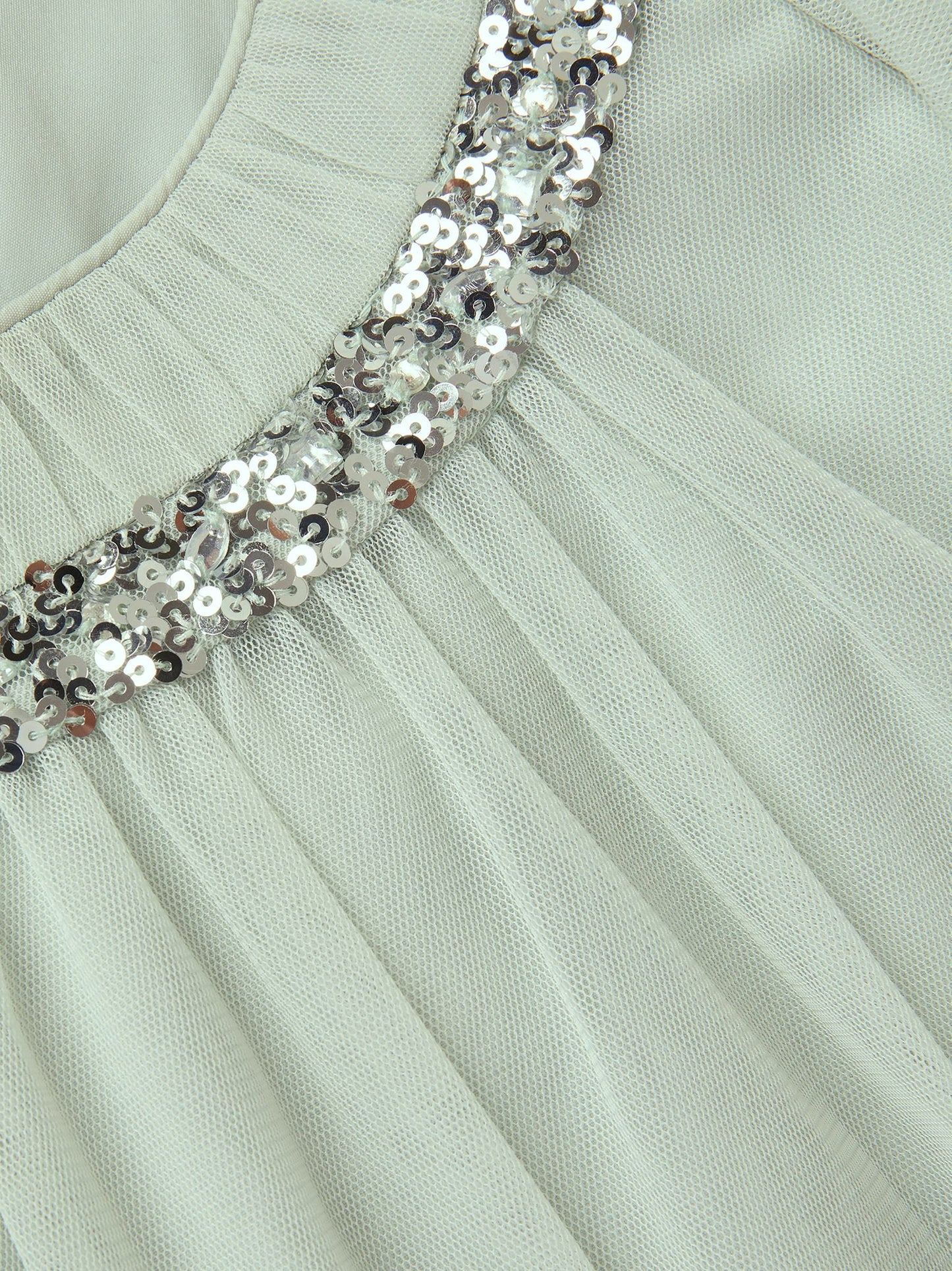 Monsoon Sage Green Nessa Sparkle Collar Waterfall Dress image 4