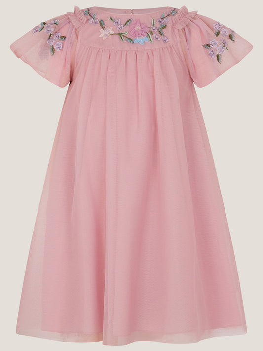 Monsoon Pink Evita Floral Embroidered Swing Dress image 2
