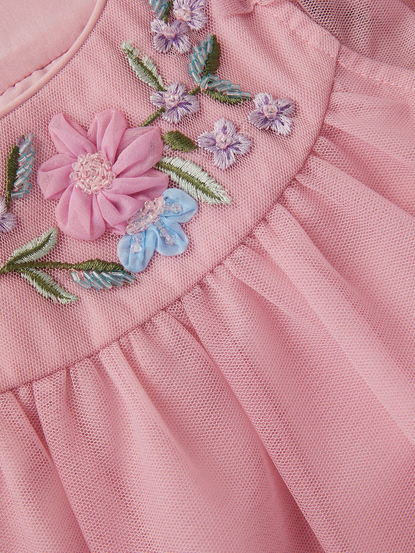 Monsoon Pink Evita Floral Embroidered Swing Dress image 4