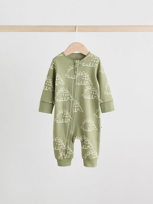 Multi Dino Two Way Zip Baby Sleepsuits 5 Pack (0mths-3yrs) image 2
