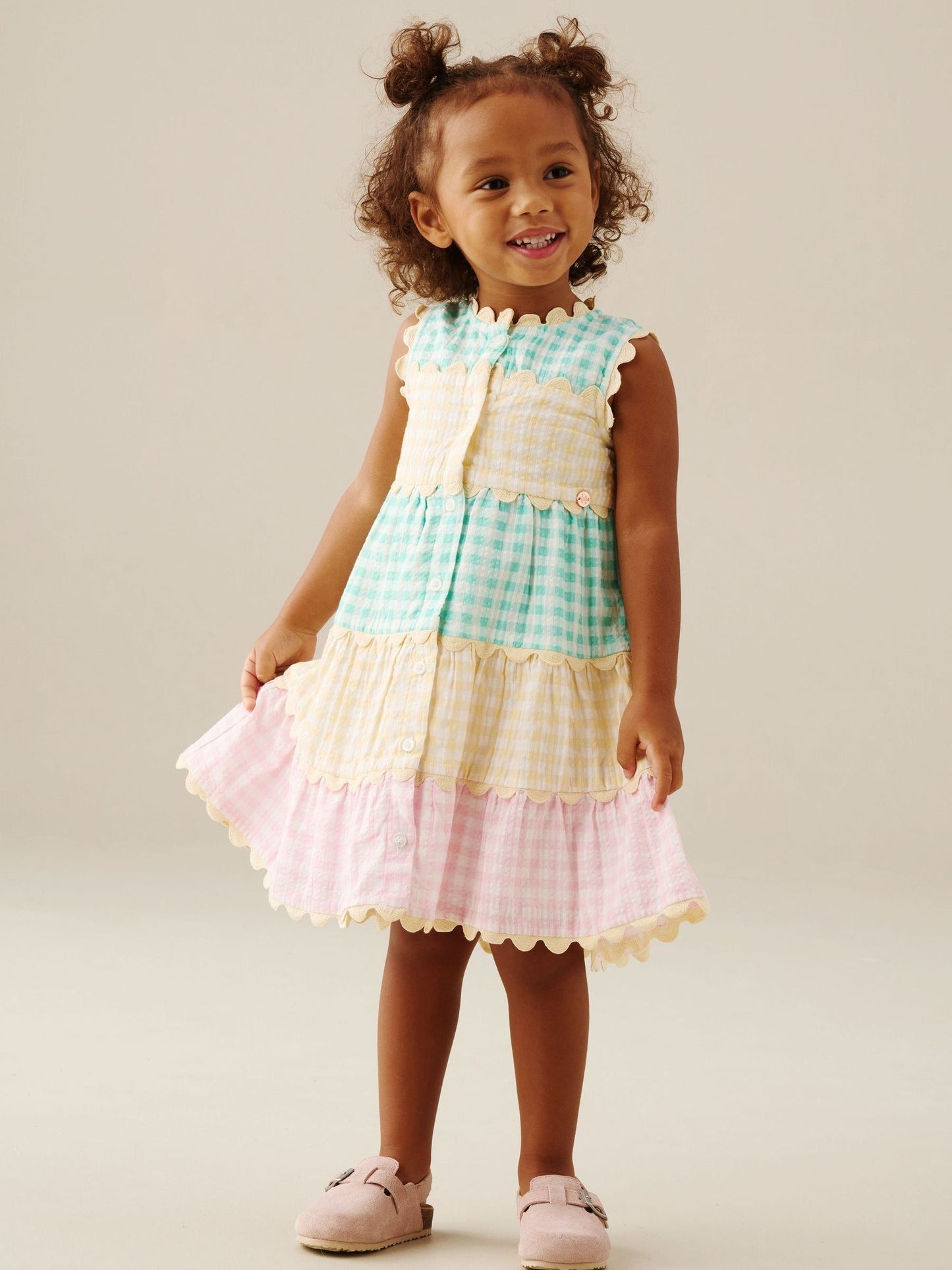 Angel & Rocket Pink Ginny Gingham Bow Waist Dress image 5