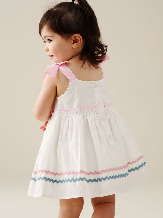 Dsiney Kidz - Angel & Rocket Natural Kyra Ric Rac Trim Frill Dress & Bloomer image 2