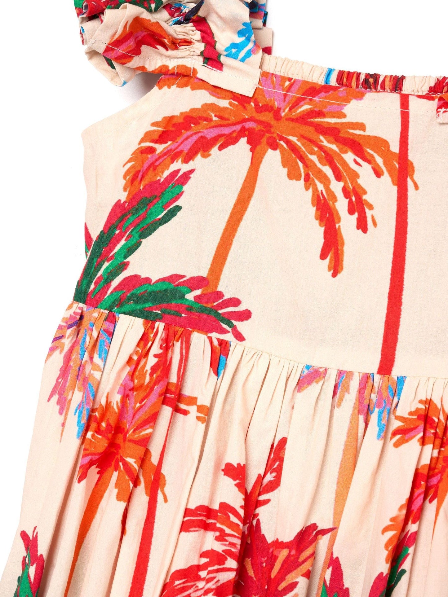 Angel & Rocket White Rae Palm Print Ruffle Strap Dress image 10