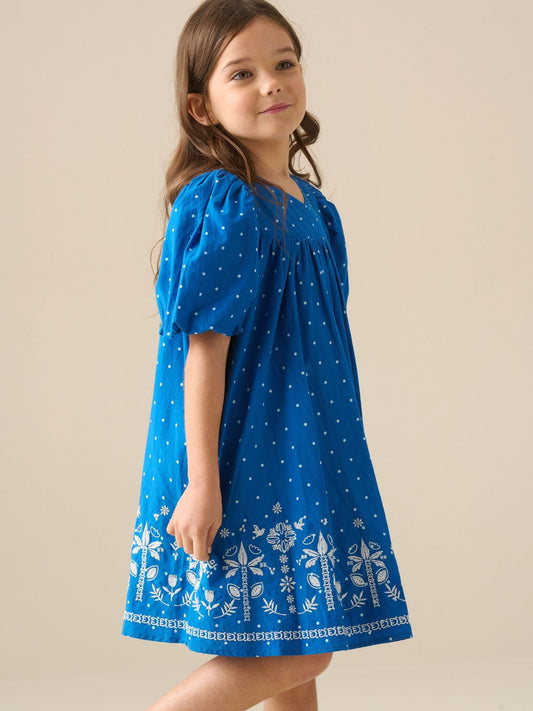 Dsiney Kidz - Angel & Rocket Blue Josie Palm Embroidered Swing Dress image 2