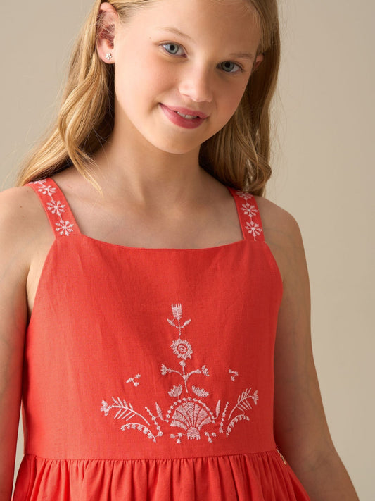 Dsiney Kidz - Angel & Rocket Red Pippa Red Embroidered Dress image 2