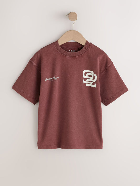 Urban Burgundy Red Washed Graphic T-Shirt (3-16yrs) - image 1