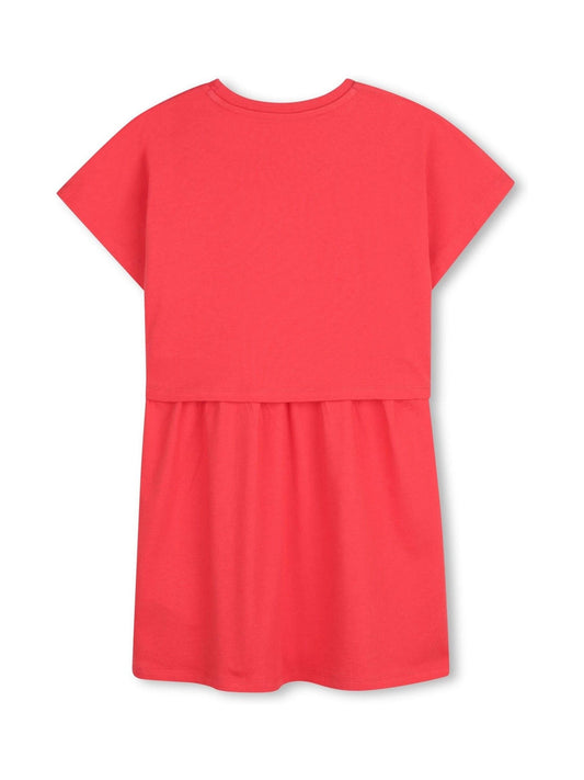 KENZO KIDS Red Logo Crew Neck Short Sleeve Dress image 2