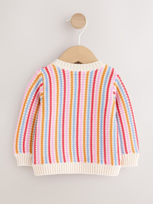 Dsiney Kidz - Multicolour Bright Stripe Knitted Baby Cardigan (0mths-2yrs) image 2