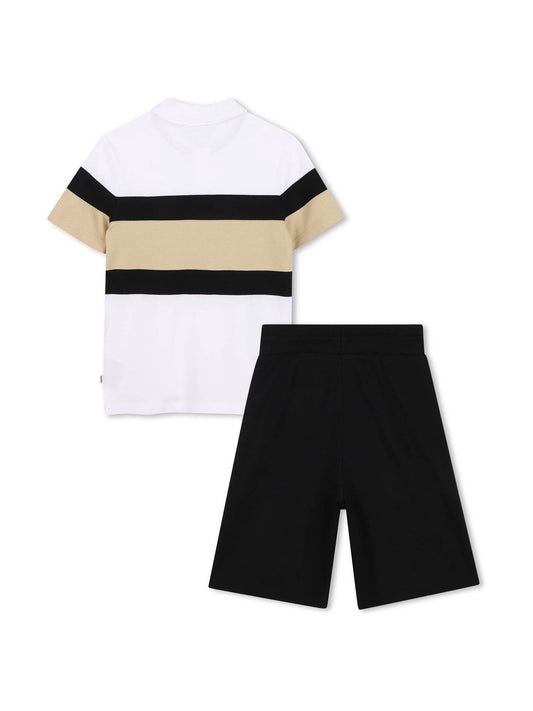 BOSS White Logo Polo Shirt and Bermuda Shorts Set image 2