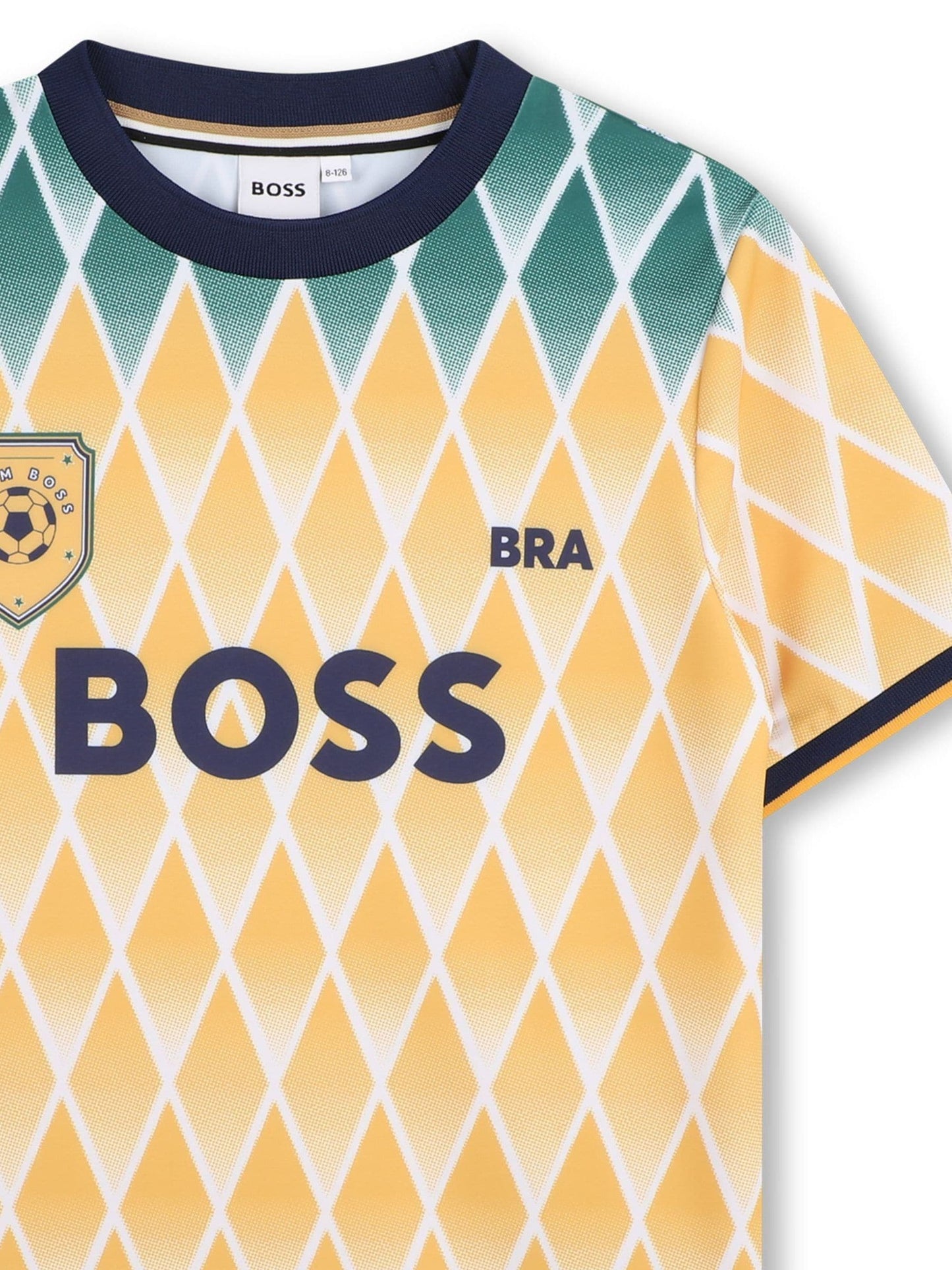 BOSS Yellow World Cup Logo Short Sleeve Crew Neck T-Shirt image 3