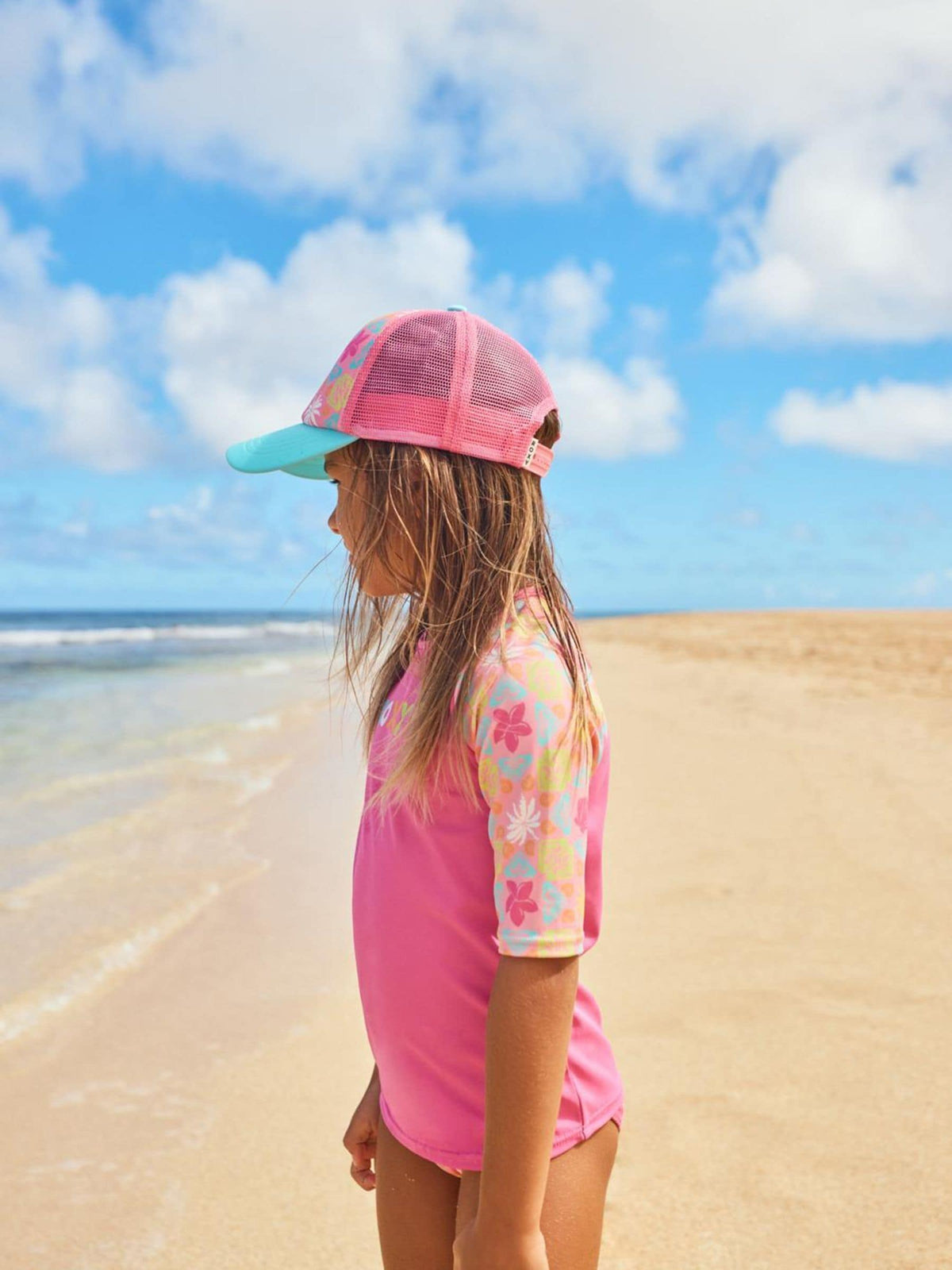 Dsiney Kidz - Roxy Pink Check Logo Short Sleeve Rash Vest Swim Set image 6