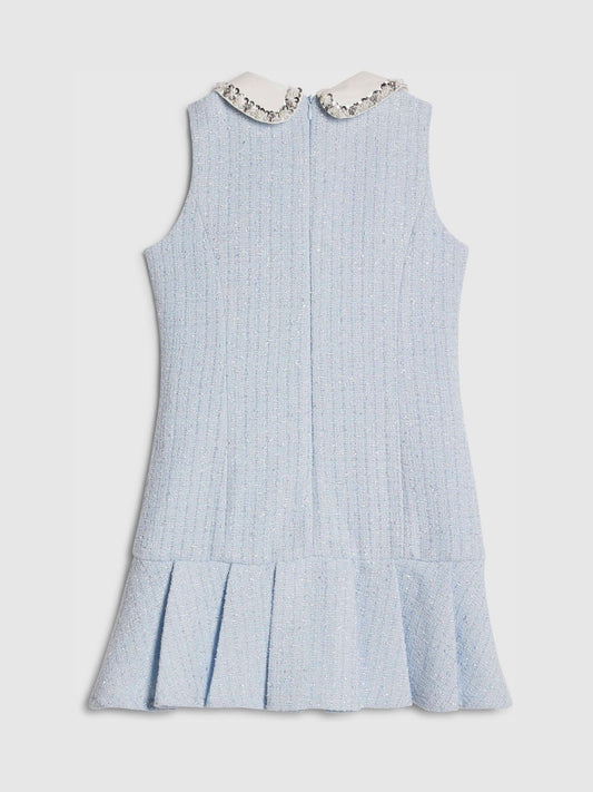 River Island Blue Embroidered Collared Boucle Dress image 2