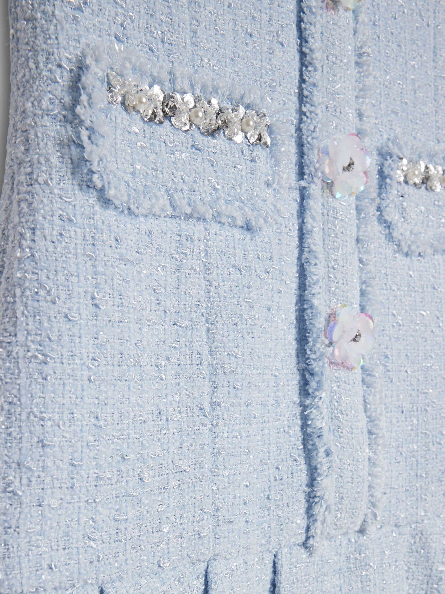 River Island Blue Embroidered Collared Boucle Dress image 4