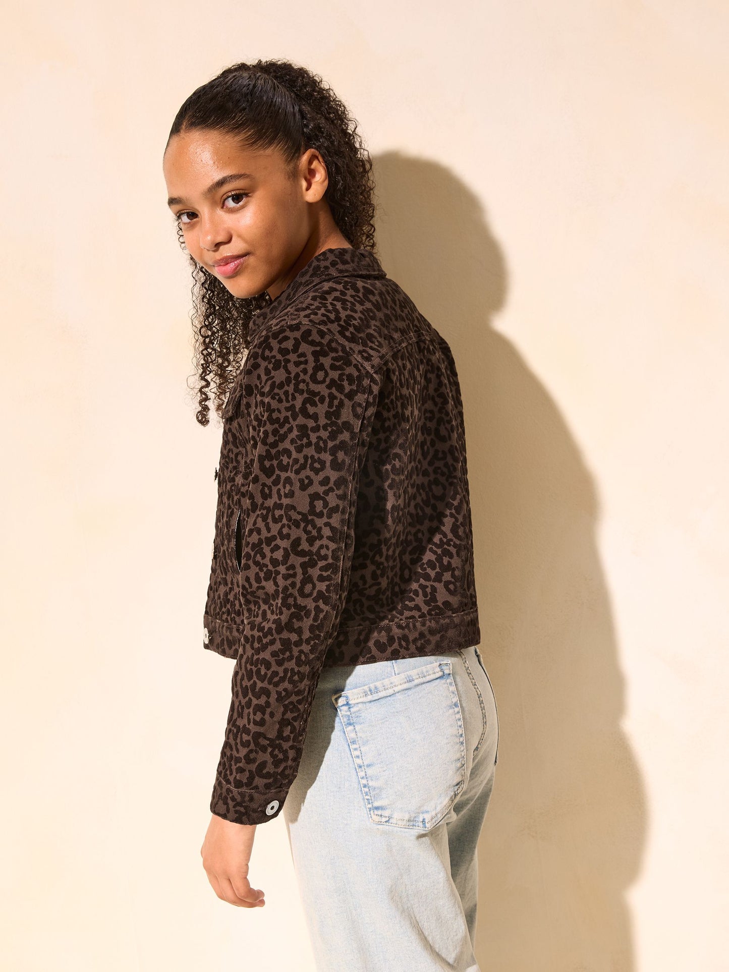 Dsiney Kidz - Lipsy Brown Leopard Denim Jacket (5-16yrs) image 4