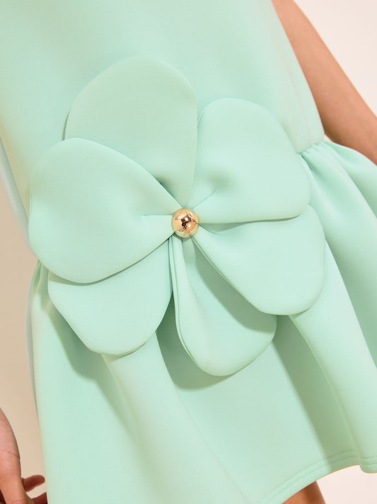Dsiney Kidz - Lipsy Mint Green 3D Flower Scuba Occasion Dress (5-16yrs) image 2