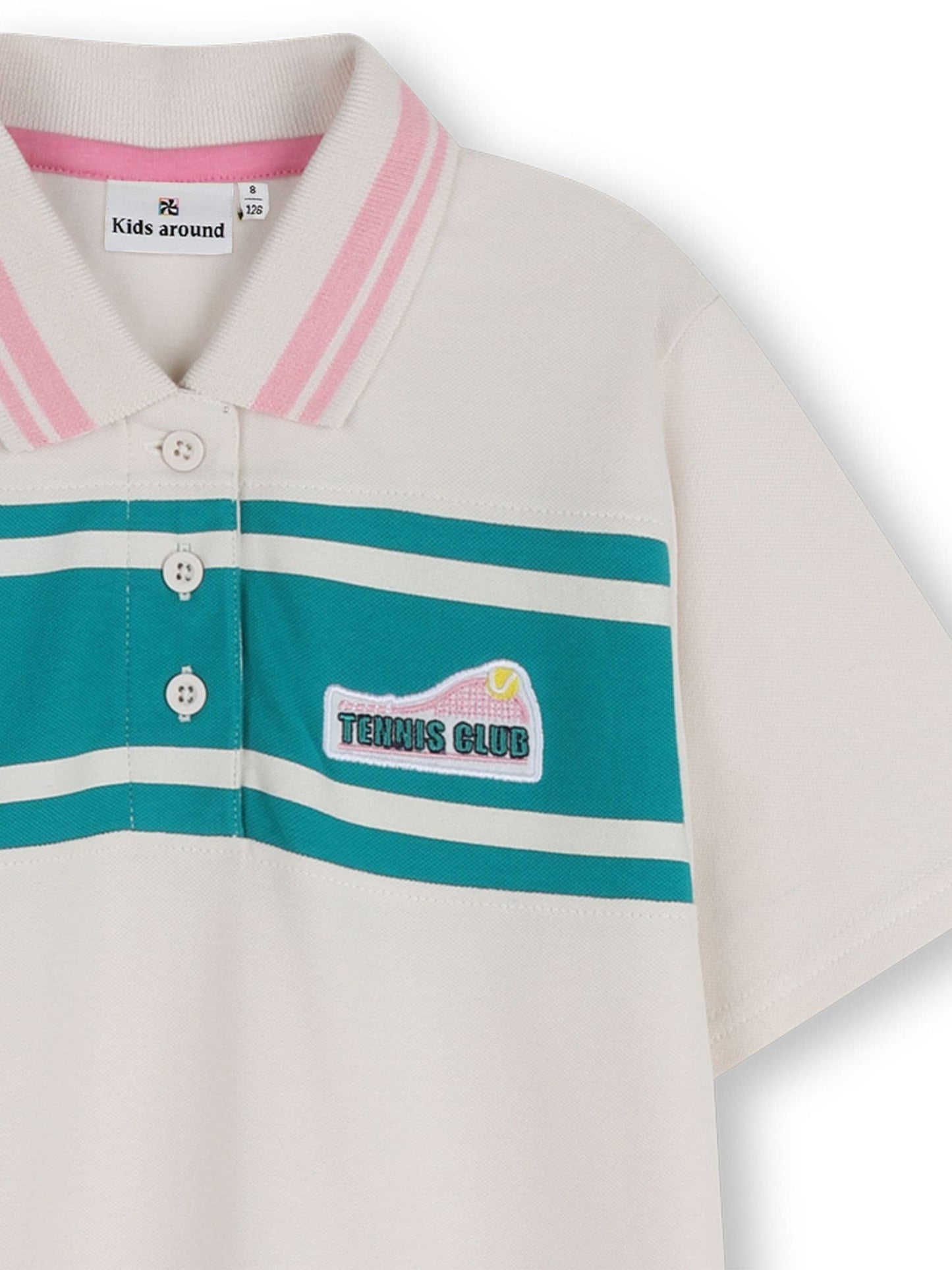 Kids Around Cream Tennis Club Colourblock Short Sleeve Polo Dress image 4