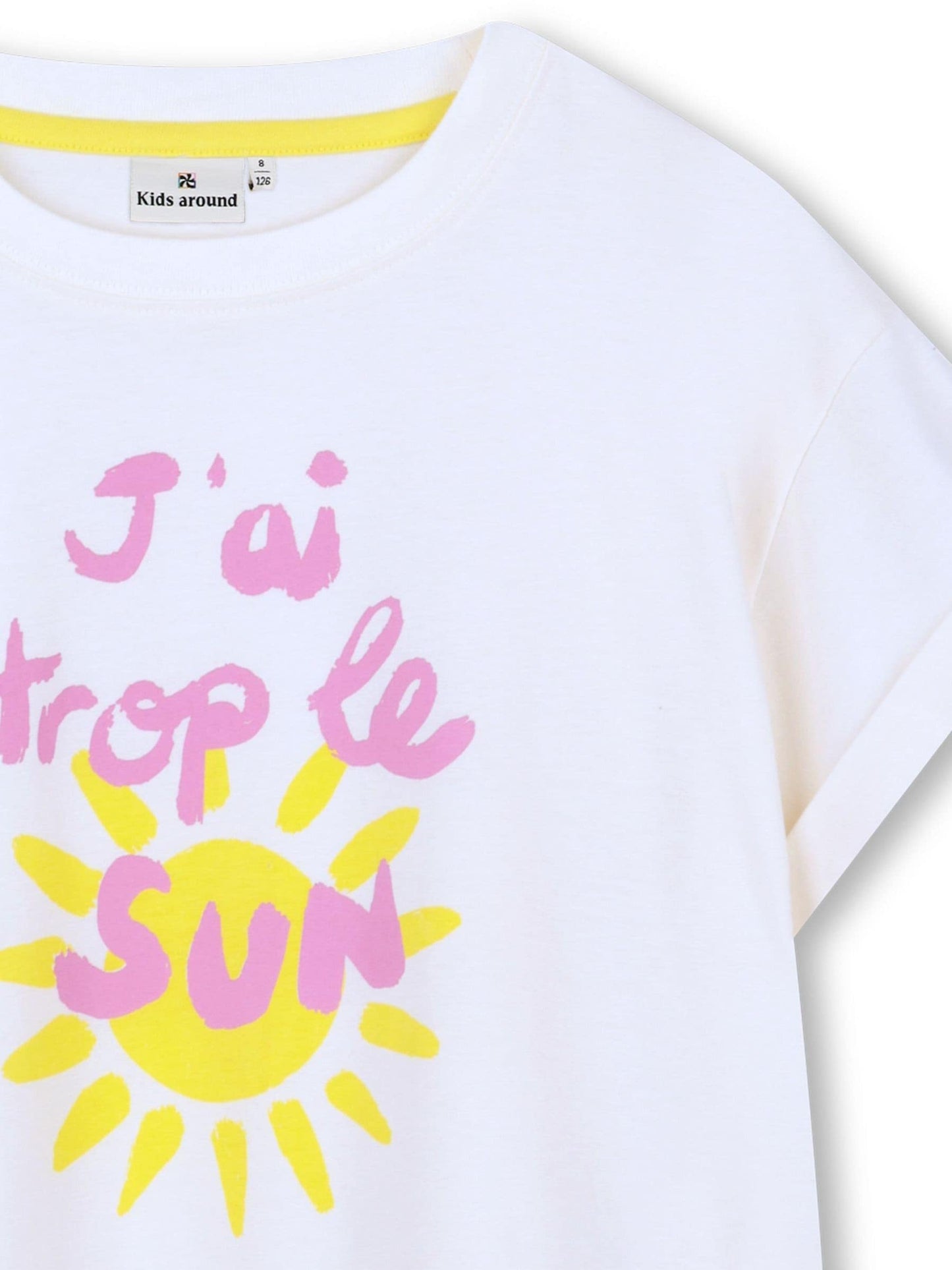 Kids Around White Sun Slogan Summer Graphic Print Short Sleeve T-Shirt image 3