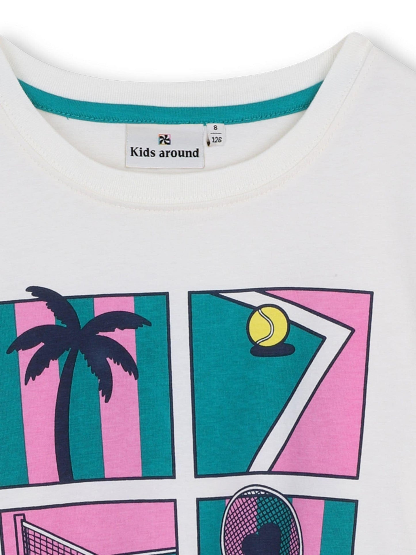 Kids Around Cream Tennis Club Summer Graphic Print Short Sleeve T-Shirt image 3
