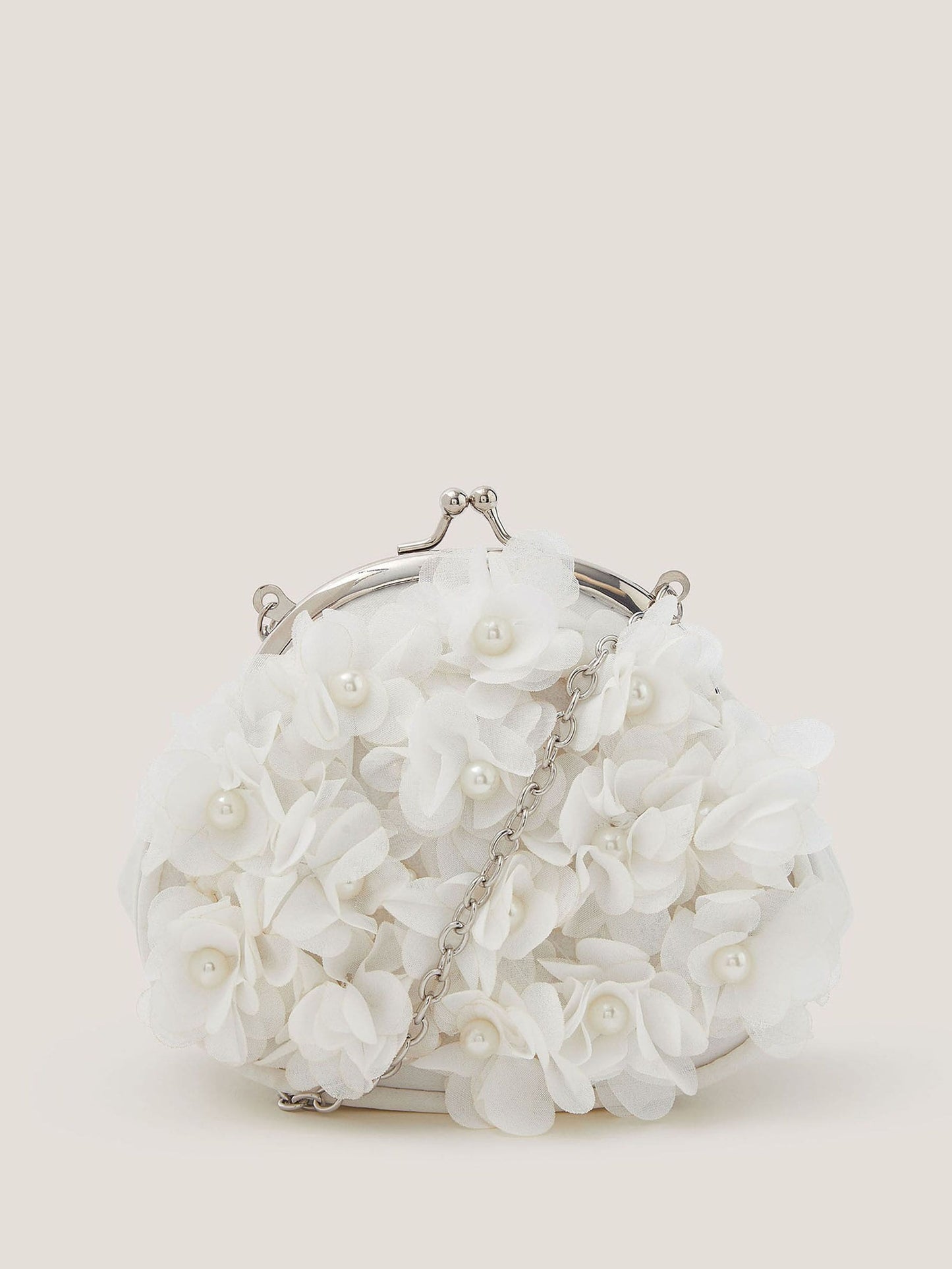 Monsoon Cream Appliqué Floral Cluster Clip Frame Bag image 1