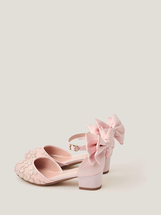 Dsiney Kidz - Monsoon Pink Sara Embroidered Flower Heels image 2